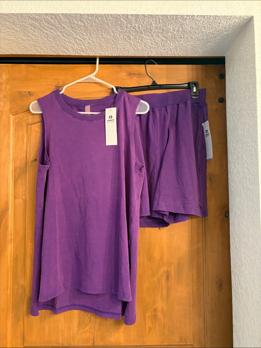 Mono B Vivid Purple Sleeveless Lounge Tank with Matching Shorts